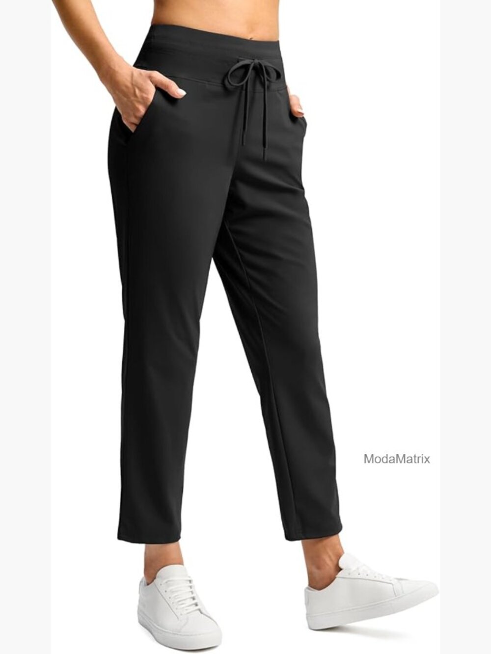 High Waisted Ankle Pants 2 Pockets 7/8 Athletic Drawstring Golf Travel